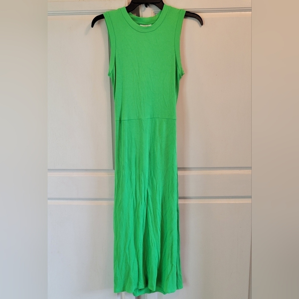 Future Collective Green Ribbed Bodycon Midi Dress - Picture 3 of 8